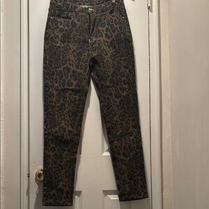 SHEIN Leopard Print Skinny Jeans - Brown and Black